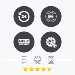 Repair fix tool icons. Customer service signs.