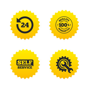 Repair fix tool icons. Customer service signs.