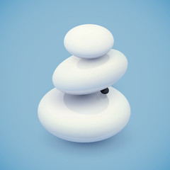 Vector 3D white spa stones.