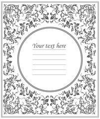 Beautiful round frame with vintage floral ornament