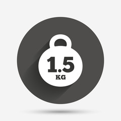 Weight sign icon. 1.5 kilogram (kg). Mail weight