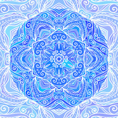 Blue ornate doodle circle vector background