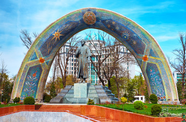 DUSHANBE,TAJIKISTAN-MARCH 15,2016; The Monument of Rudaki in the centre of city