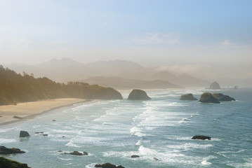 The Pacific coast. USA. Oregon. Fog