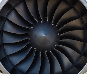Detail of a modern jet engine.