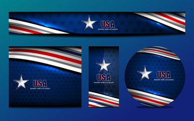 USA Flag Color Banner Backgrounds, vector illustration