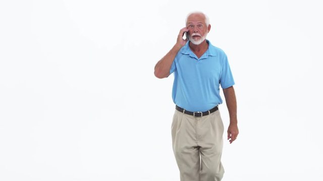 Elderly senior man talking on cellphone