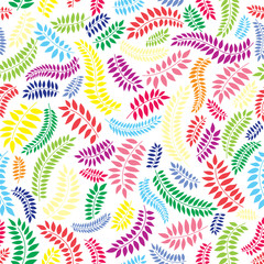 Floral leaves seamless multicolor pattern. Nature ornamental background