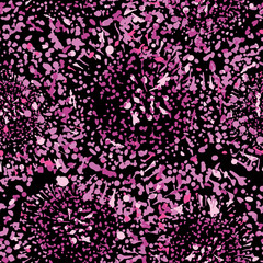 Chaotic blot sealess pattern. Ornamental floral dot texture with colorful flower petal spot.