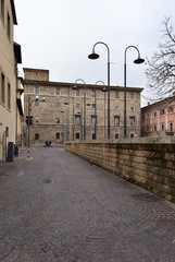 A rainy visit in the historic center of Terni, the second city of Umbria region, central Italy