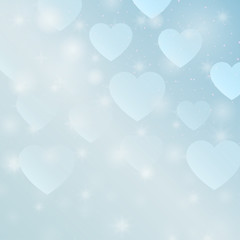 Abstract design love. Decorative symbol with hearts. Bright shapes bokeh. Romantic ornament. Valentine's Day wallpaper. Festive creative element. Simple graphic object. Vector.
