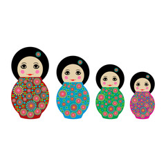 Vector set of four russian matryoshka dolls