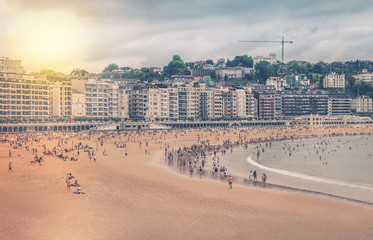 Buildings by the beach in San Sebastian, Spain