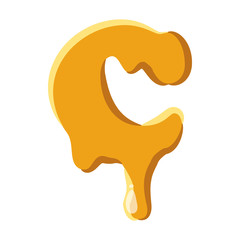 Letter C from honey icon isolated on white background. Alphabet symbol