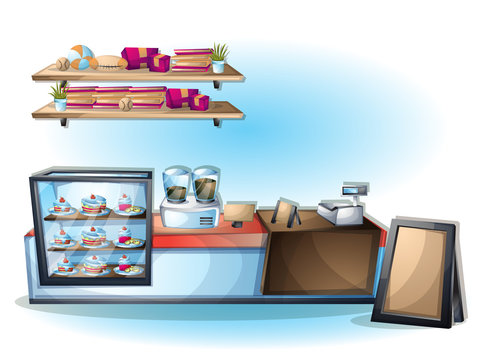 cartoon vector illustration interior cafe object with separated layers