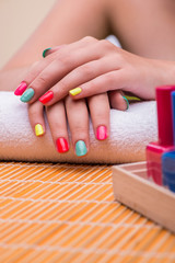 Obraz na płótnie Canvas Woman in hand treatment manicure concept