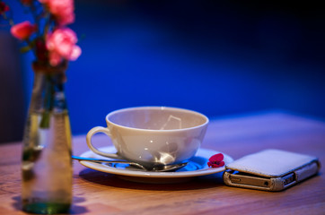 
cup of coffee at the bar