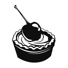 Cupcake with Cherry. Isolated. Vector Illustration