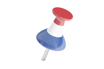 Push pin with flag of Netherlands, 3D rendering