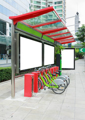 blank advertising billboard at bus stop