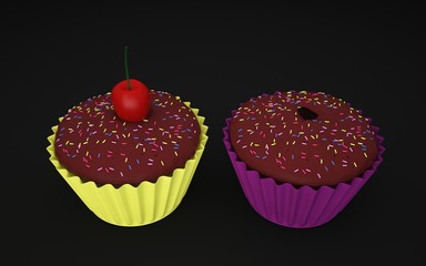two cupcake black 3D Studio