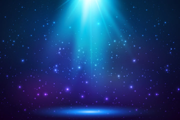 Blue shining top magic light background - obrazy, fototapety, plakaty