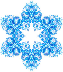 Star vector snowflake in gzhel style