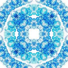 Blue floral seamless pattern in gzhel style