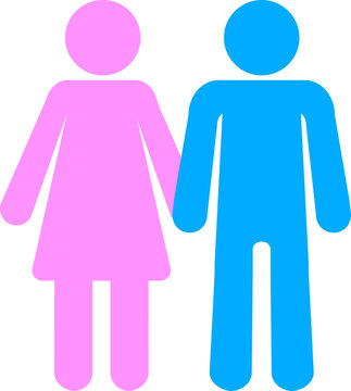 Man and woman pink blue toilet silhouettes