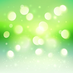 Obraz premium Green shining bokeh effect vector background