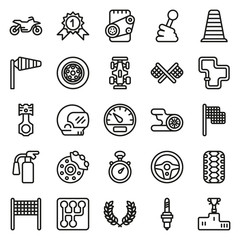 Car race icons set on white background