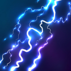 Vector bright blue lightning