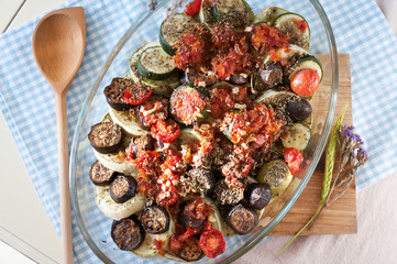 Baked ratatouille with vegetables