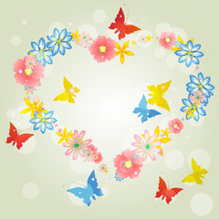 Fototapeta na wymiar Abstract background-floral love shape. Vector heart from butterf