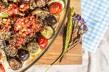 Baked ratatouille with vegetables