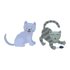 Cat cartoon style vector silhouette. Cute domestic cat animal playfull. Cartoon cat young adorable tail symbol playful. Cartoon funny domestic pussy kitty character