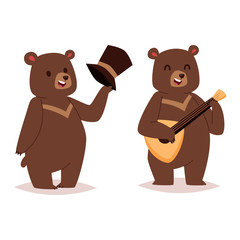 Cartoon bear vector set.
