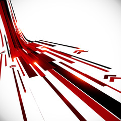 Abstract vector black and red perspective techno background - 119298627