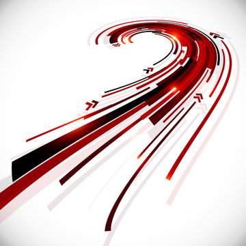 Abstract black and red perspective vector background