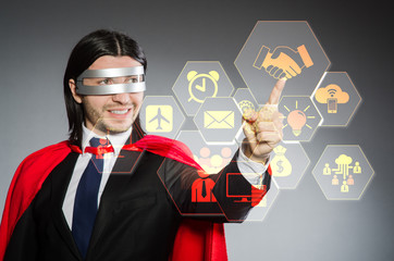 Man wearing red clothing in funny concept