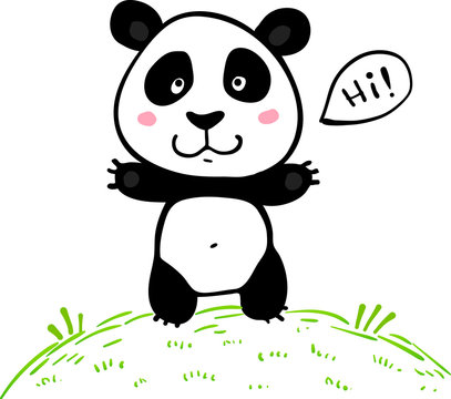 Little cute doodle drawing vector panda