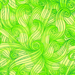 Green doodle abstract vector seamless pattern