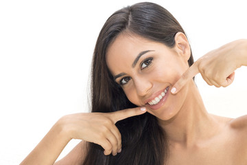 Beautiful woman with big white smile