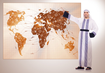 Arab man in world travel concept
