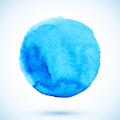 Blue vector isolated watercolor painted circle