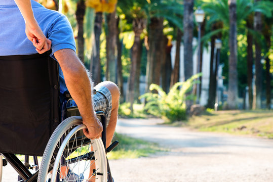 man on wheelchair in a park