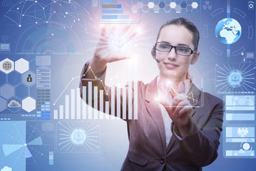 Businesswoman in data mining concept