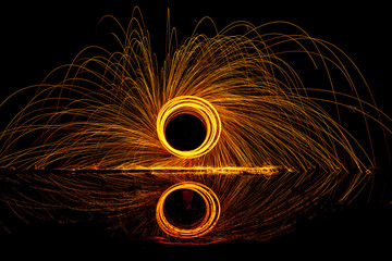 Burning steel wool fireworks