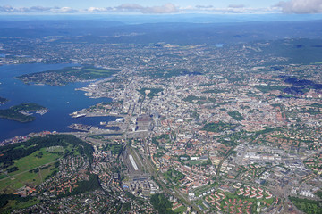 Aerial view of the Oslo area in Norway
