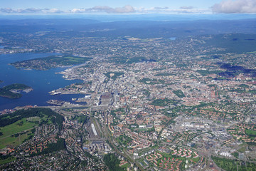 Aerial view of the Oslo area in Norway